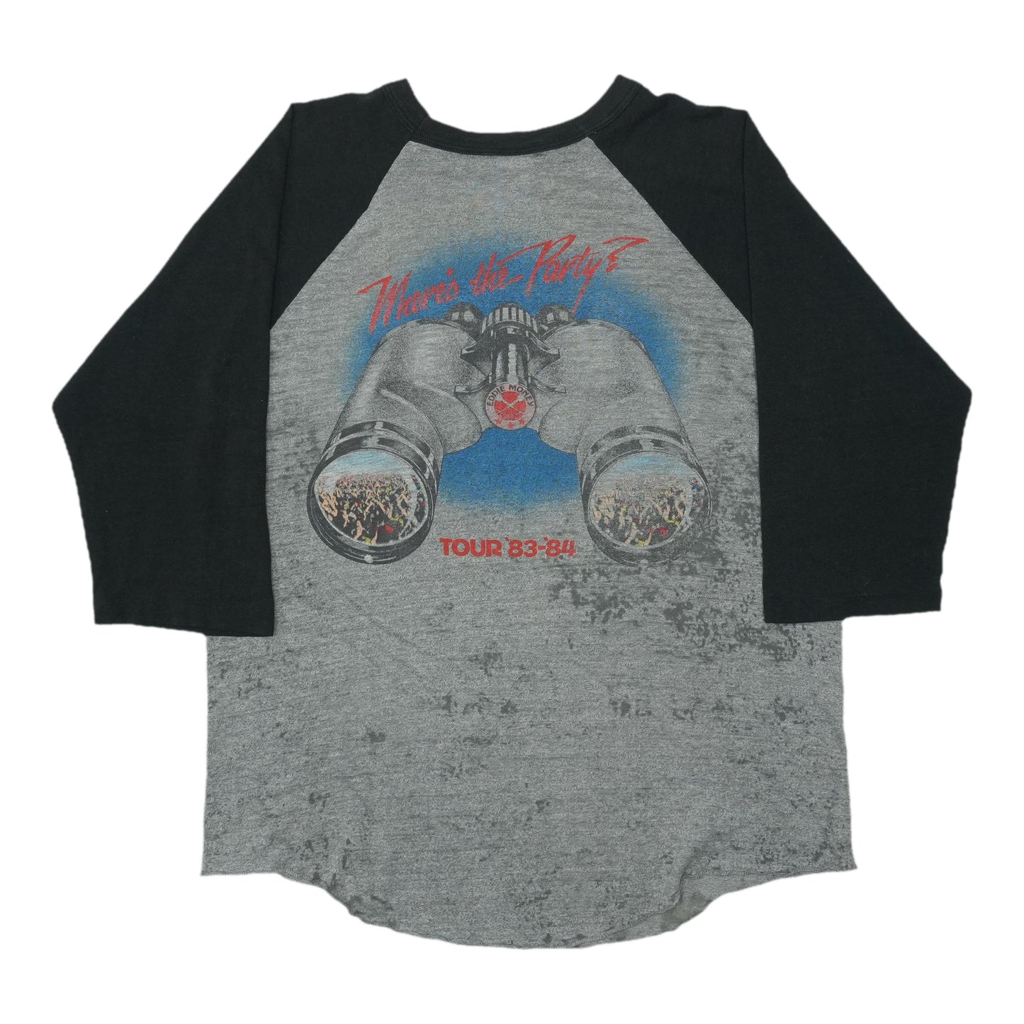 1983 Eddie Money Where's The Party Raglan Shirt Back