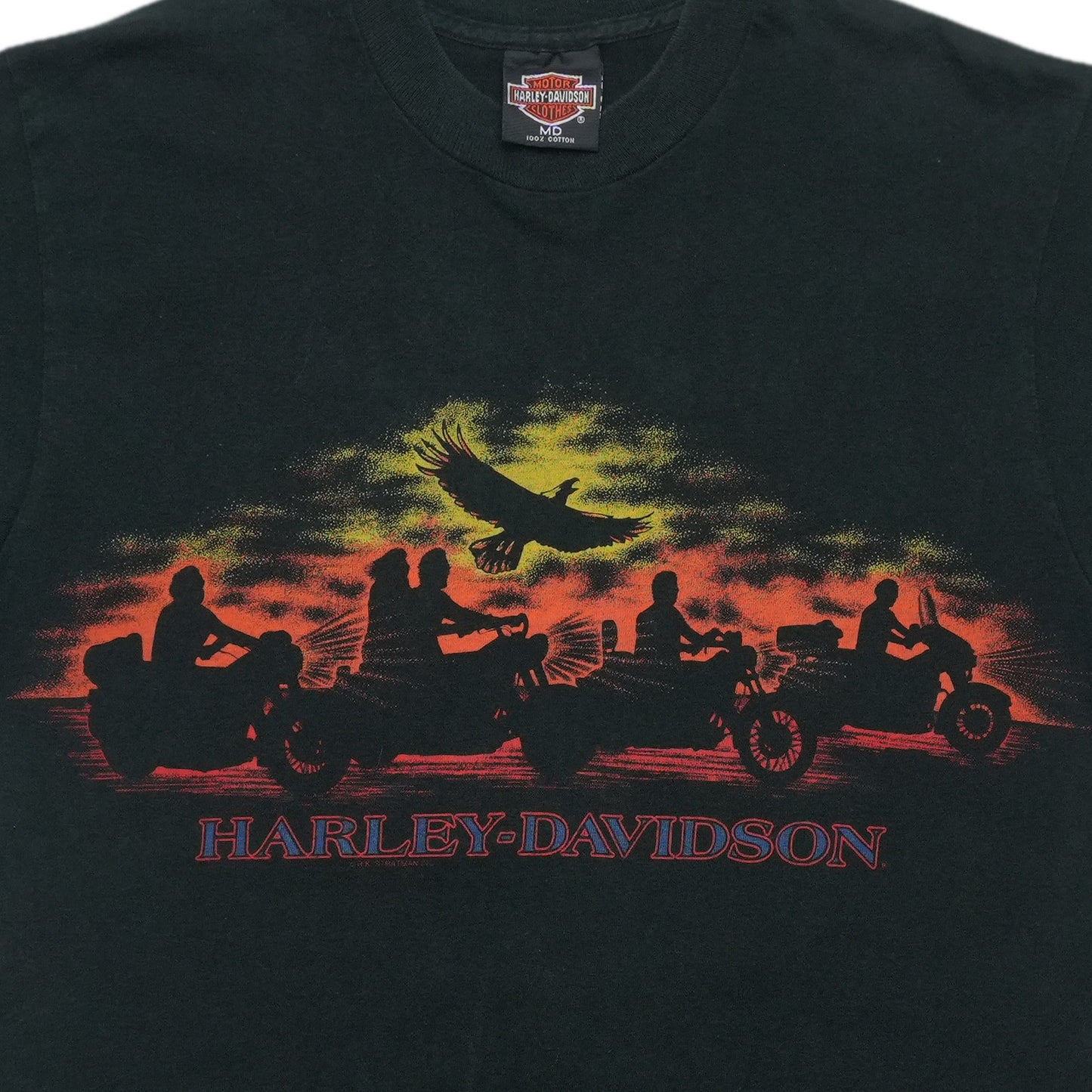 1990s Harley Davidson Sunset Silhouette Eagle Riders ShirtFront Graphic