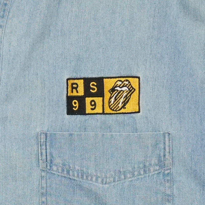 1990s Rolling Stones Denim Button-Up Shirt Front Graphic