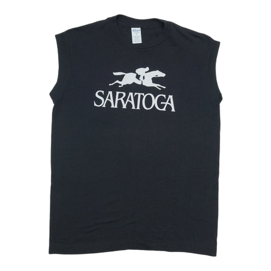 1980s Saratoga Horse Racing Sleeveless Shirt Front