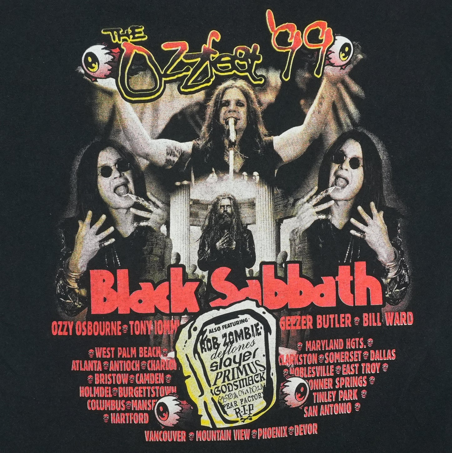 1999 Black Sabbath Ozzfest Tour Shirt Back Graphic