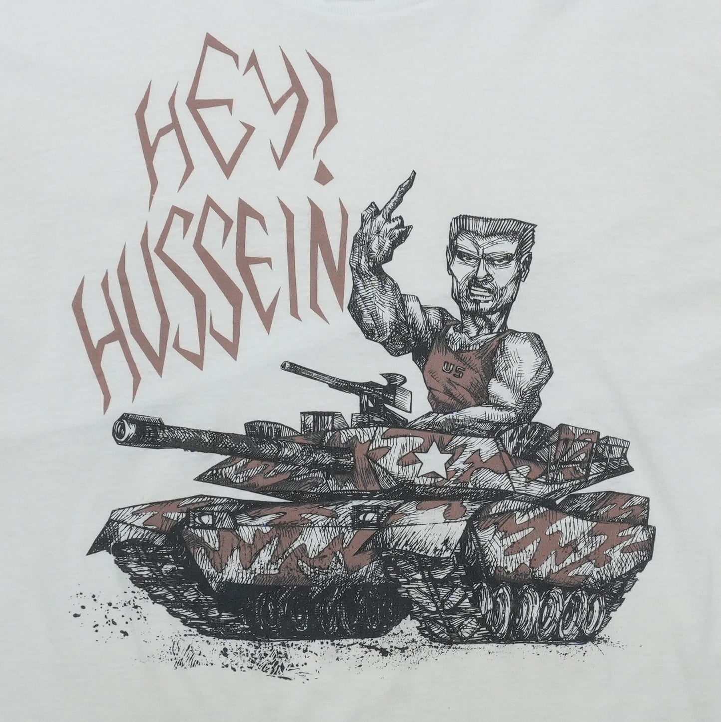 1991 Hey Hussein Gulf War Shirt Front Graphic 1