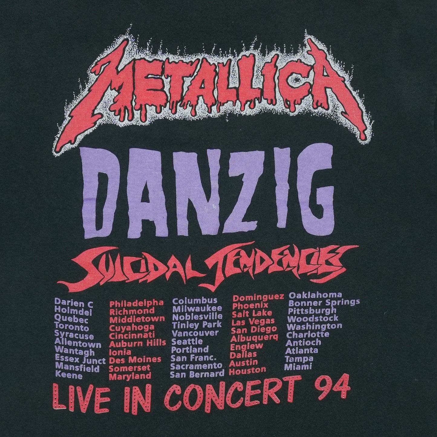 1994 Metallica Summer Tour Shirt Front Detail 2