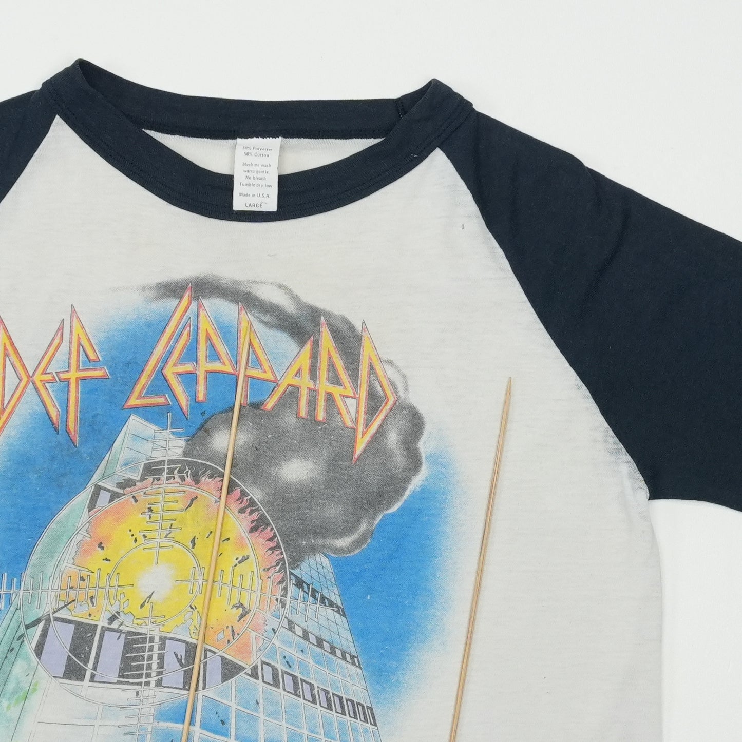 1983 Def Leppard Pyromania Tour Raglan Shirt Detail 4