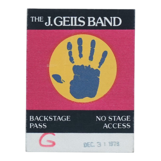 1978 J. Geils Band Backstage Pass - front