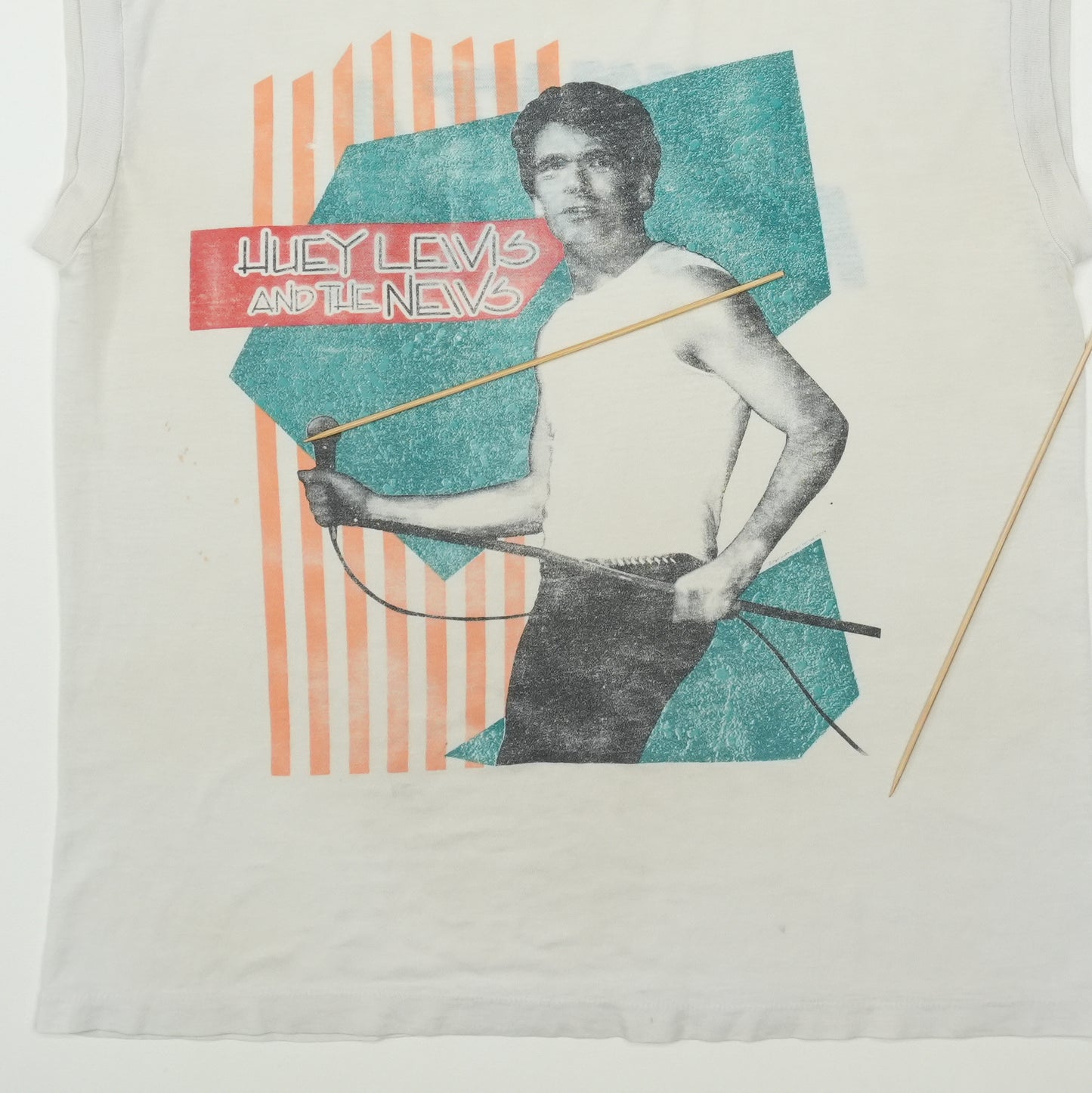 1980s Huey Lewis And The News Sleeveless Shirt Detail 5