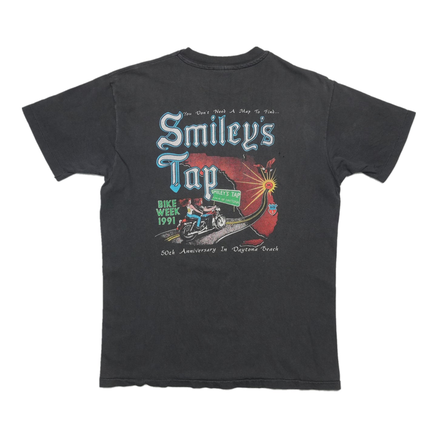1991 Smiley's Tap Bike Week Daytona Beach Pocket Shirt Back