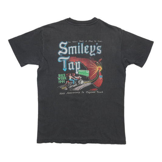 1991 Smiley's Tap Bike Week Daytona Beach Pocket Shirt Back