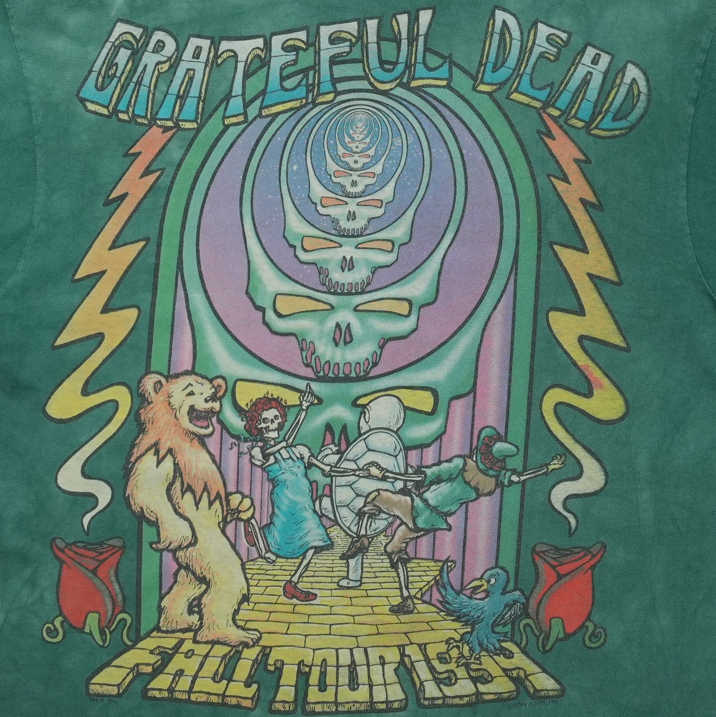 1994 Grateful Dead Follow The Golden Road Fall Tour Shirt Detail