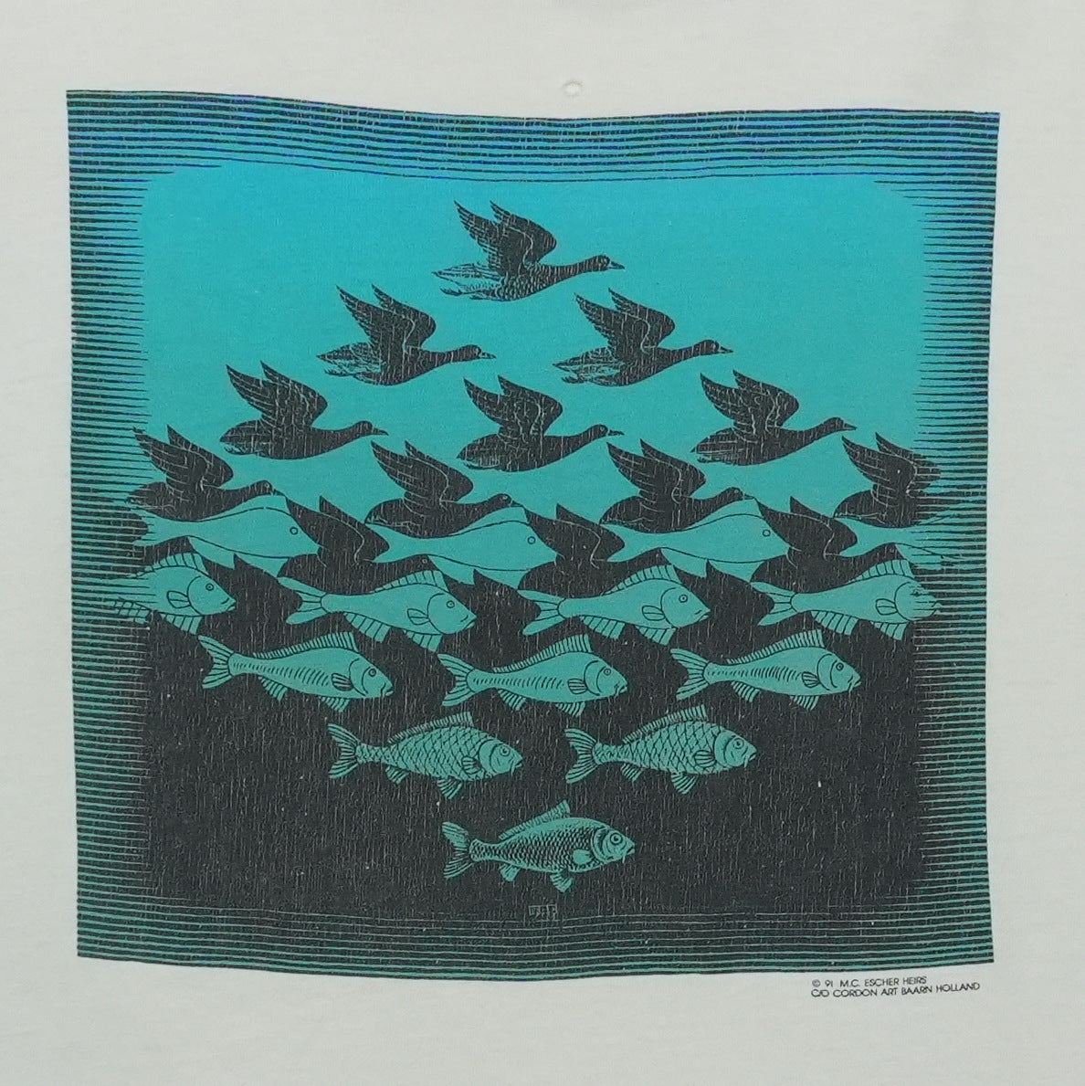 1990s M.C. Escher Sky And Water Art Shirt Detail