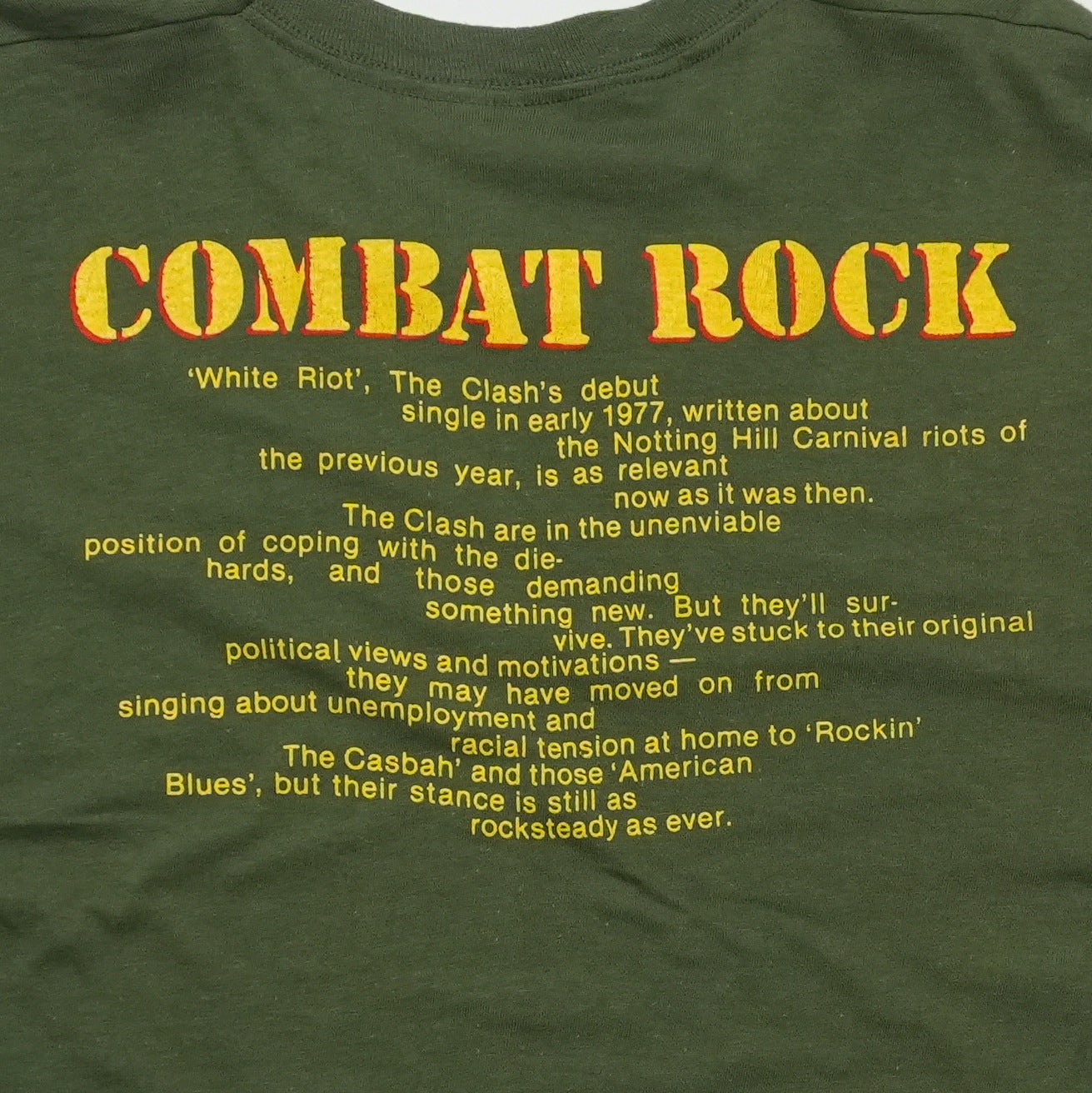 1982 The Clash Combat Rock Shirt Detail