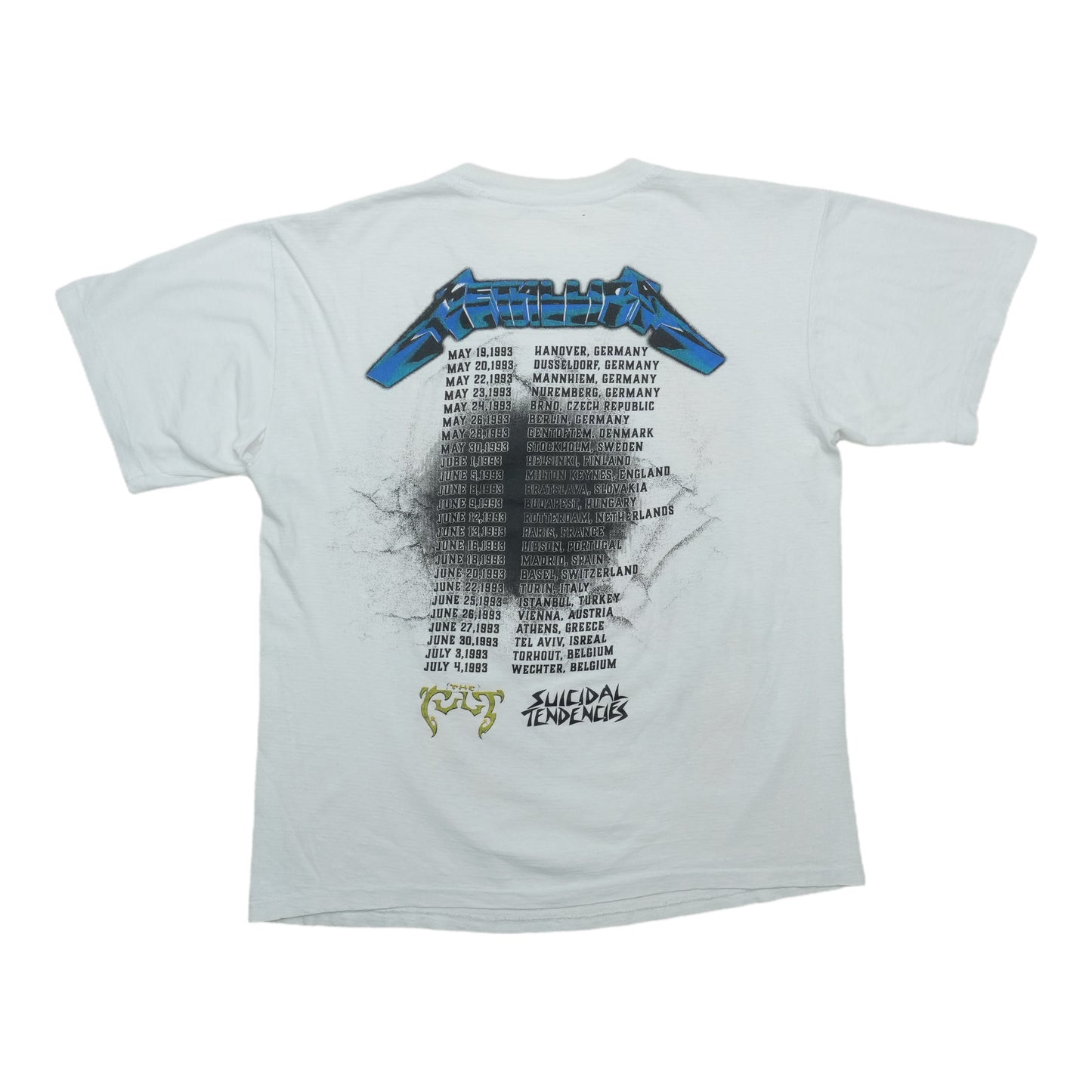 1993 Metallica Nowhere Else to Roam Tour Shirt Back