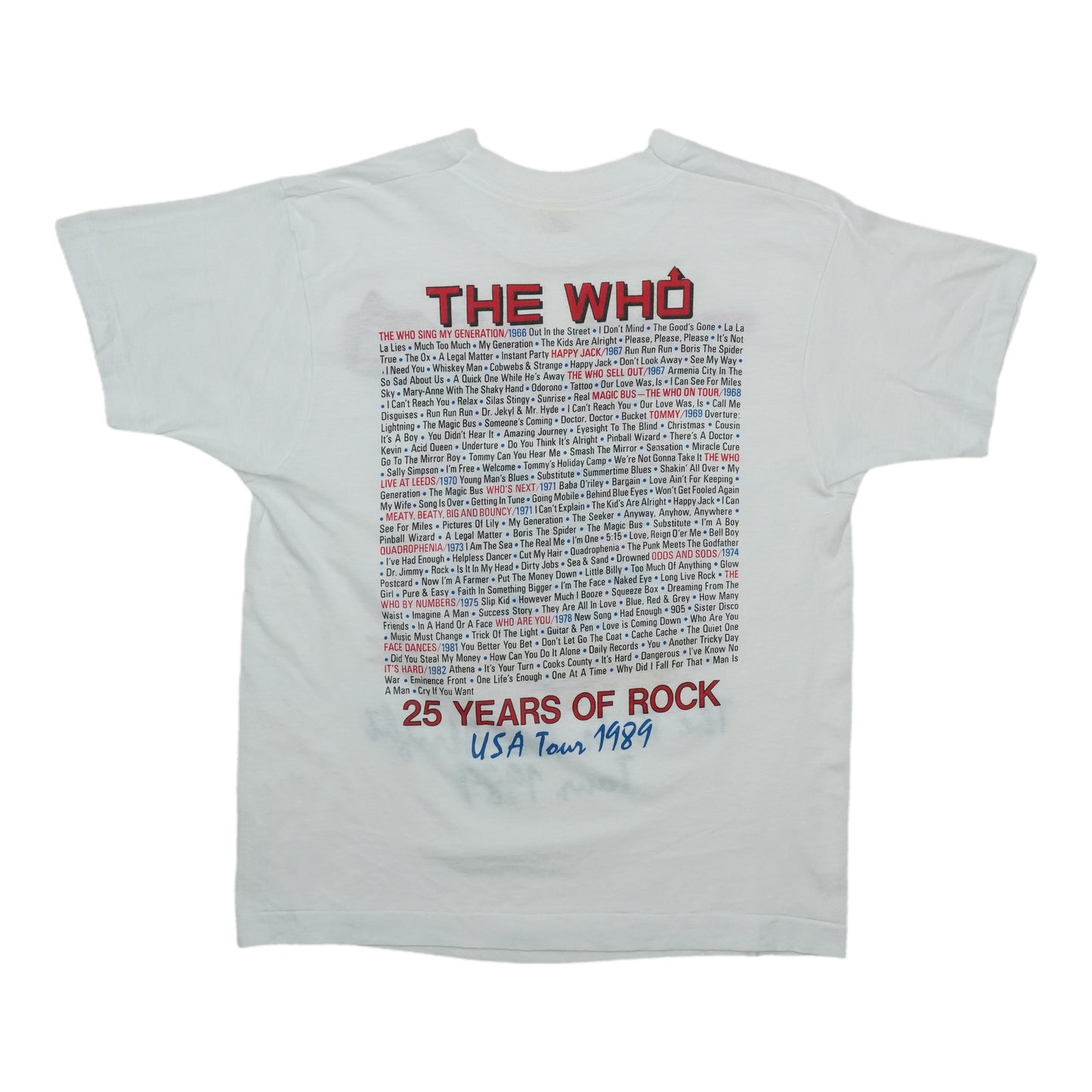 1989 The Who Kids Are Alright Tour Shirt Back