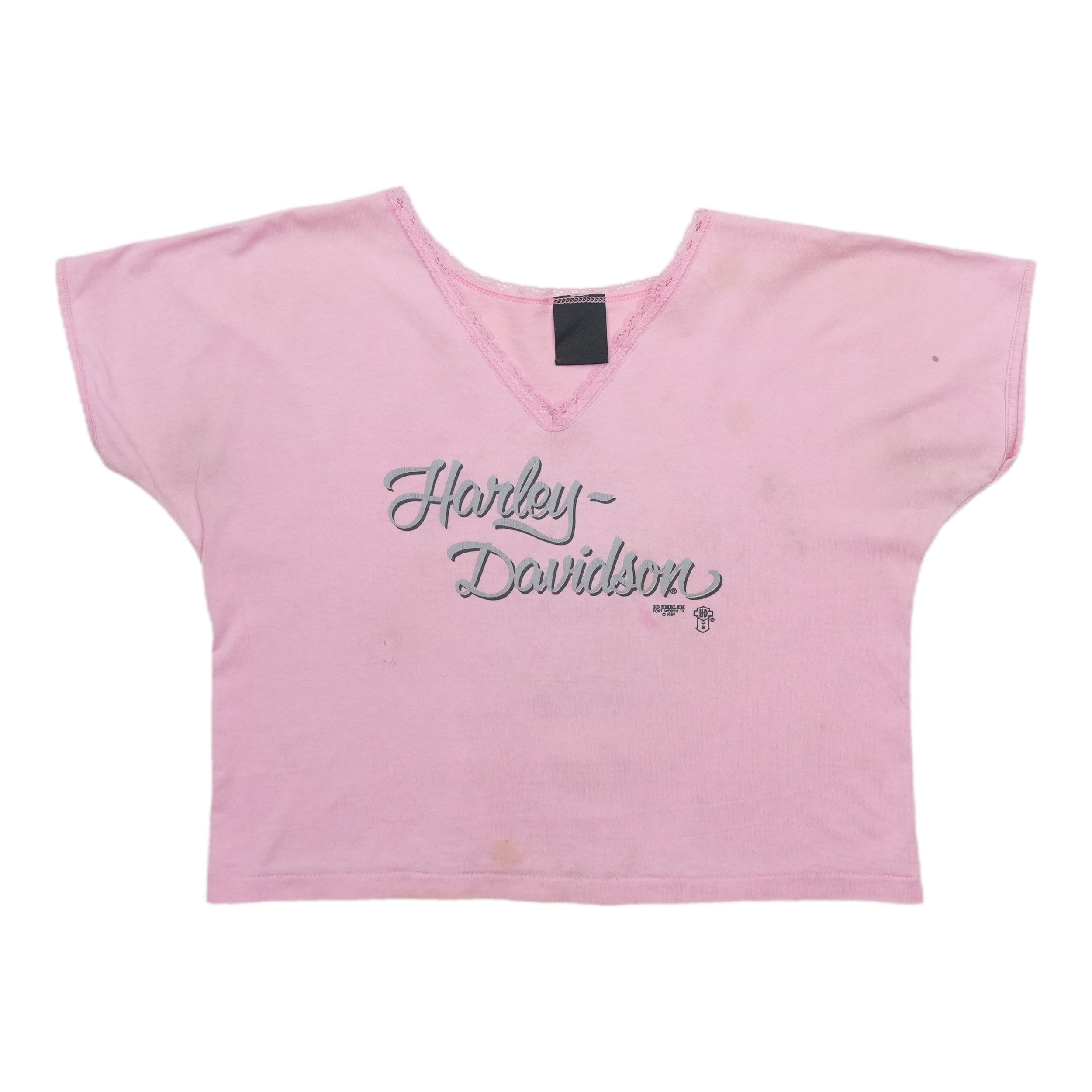 トップス 00s Vintage Harley Davidson Parker 1989 Harley Davidson Avon New York Pink Crop Top | WyCo Vintage