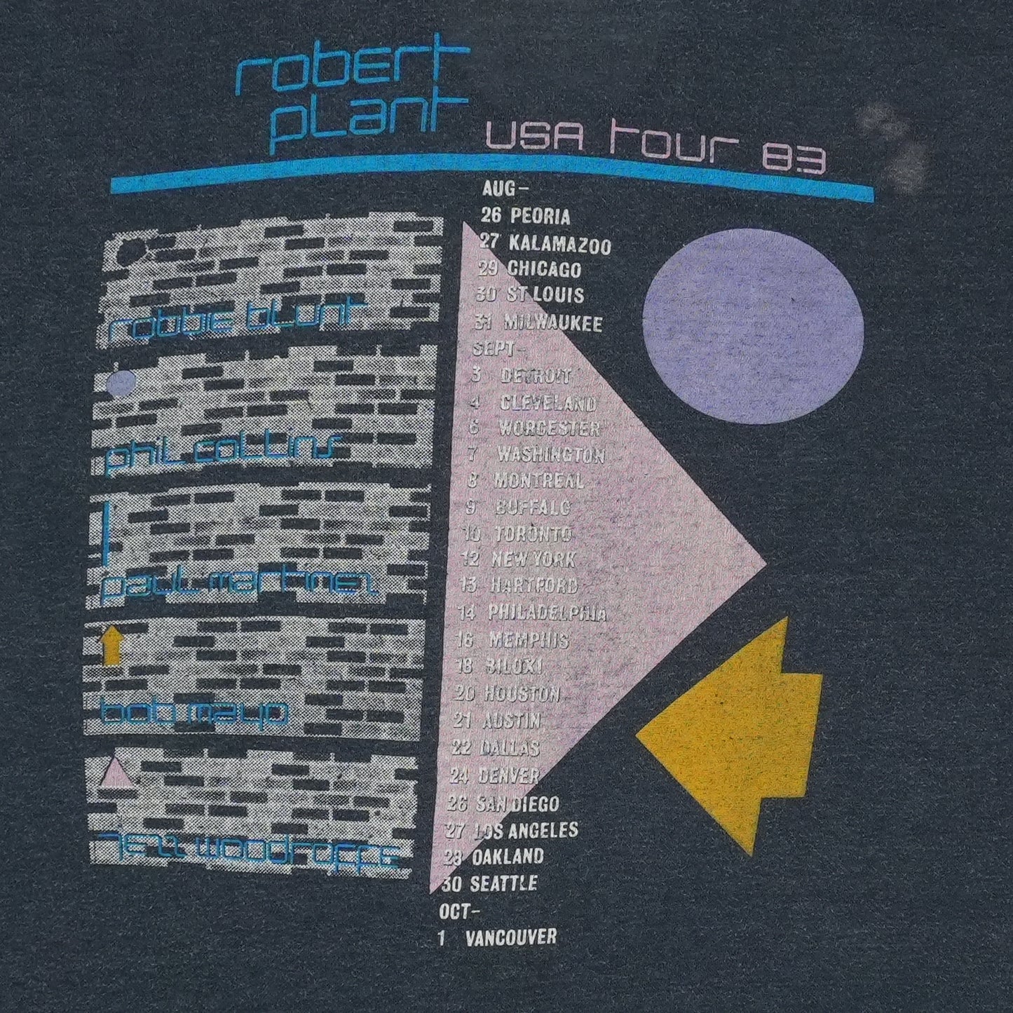 1983 Robert Plant The Principle of Moments Tour Shirt Detail 5