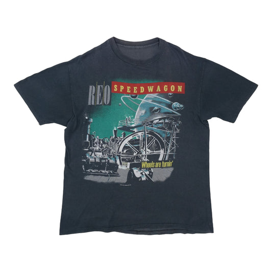 1984 REO Speedwagon Wheels Are Turnin' Tour Shirt Front
