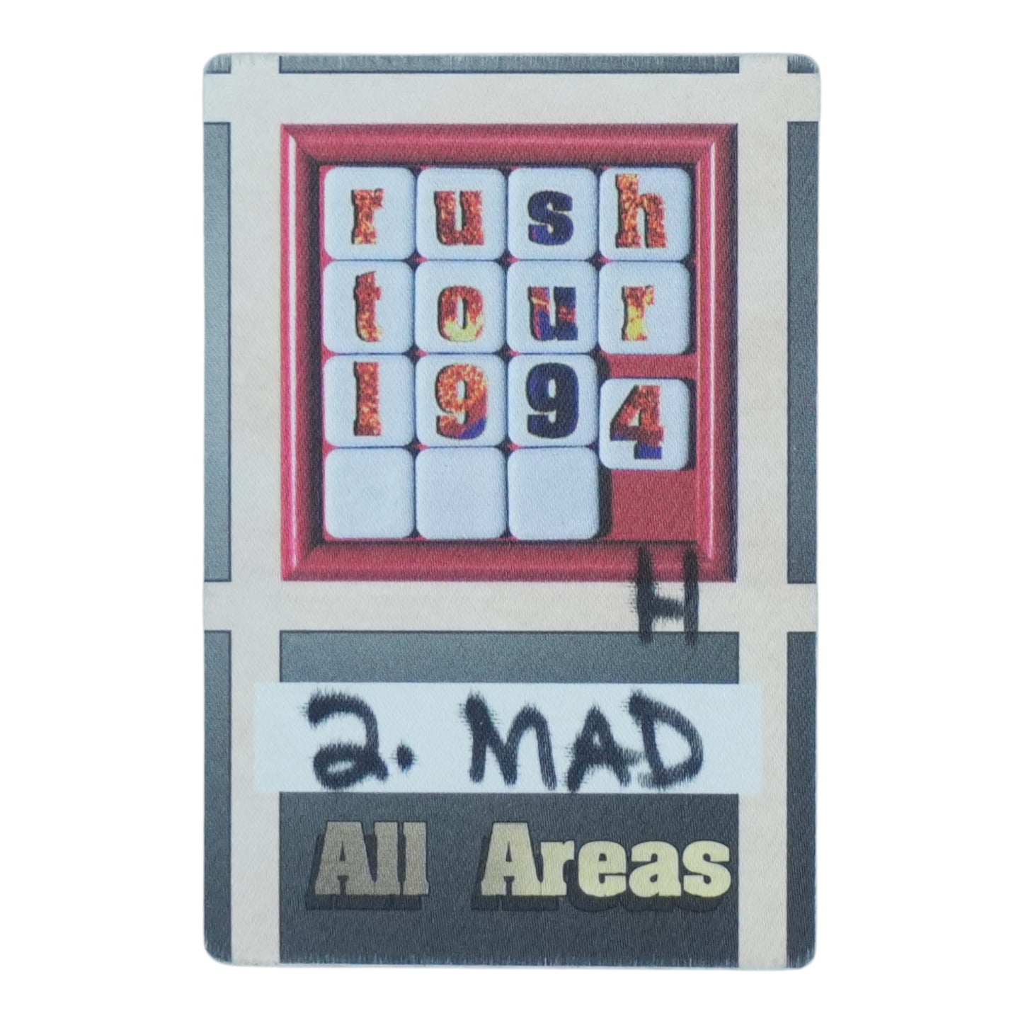 1994 Rush Tour 1994 All Areas Backstage Pass - front
