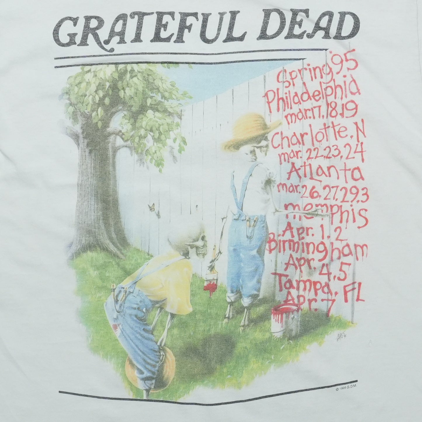 1995 Grateful Dead Spring Tour Shirt Back Graphic