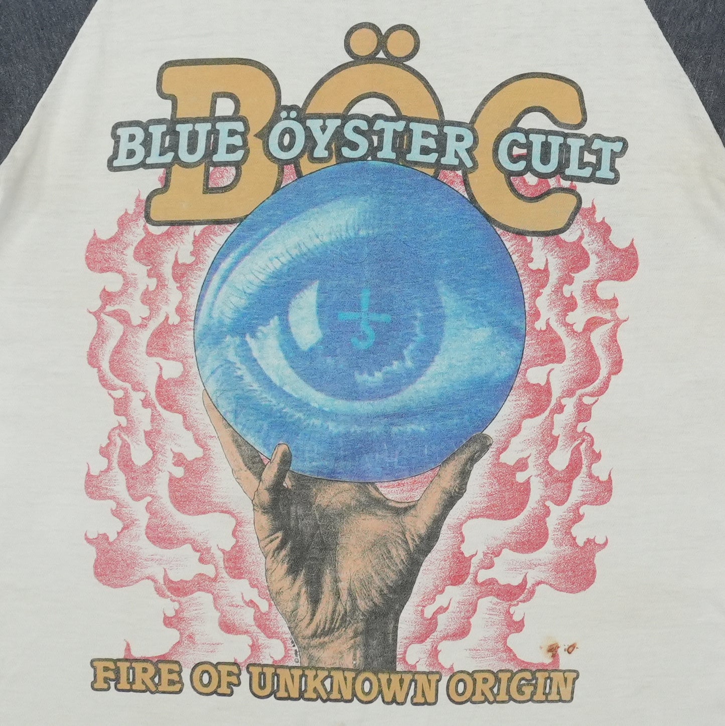 1981 Blue Oyster Cult Fire Of Unknown Origin Raglan Shirt Detail 2