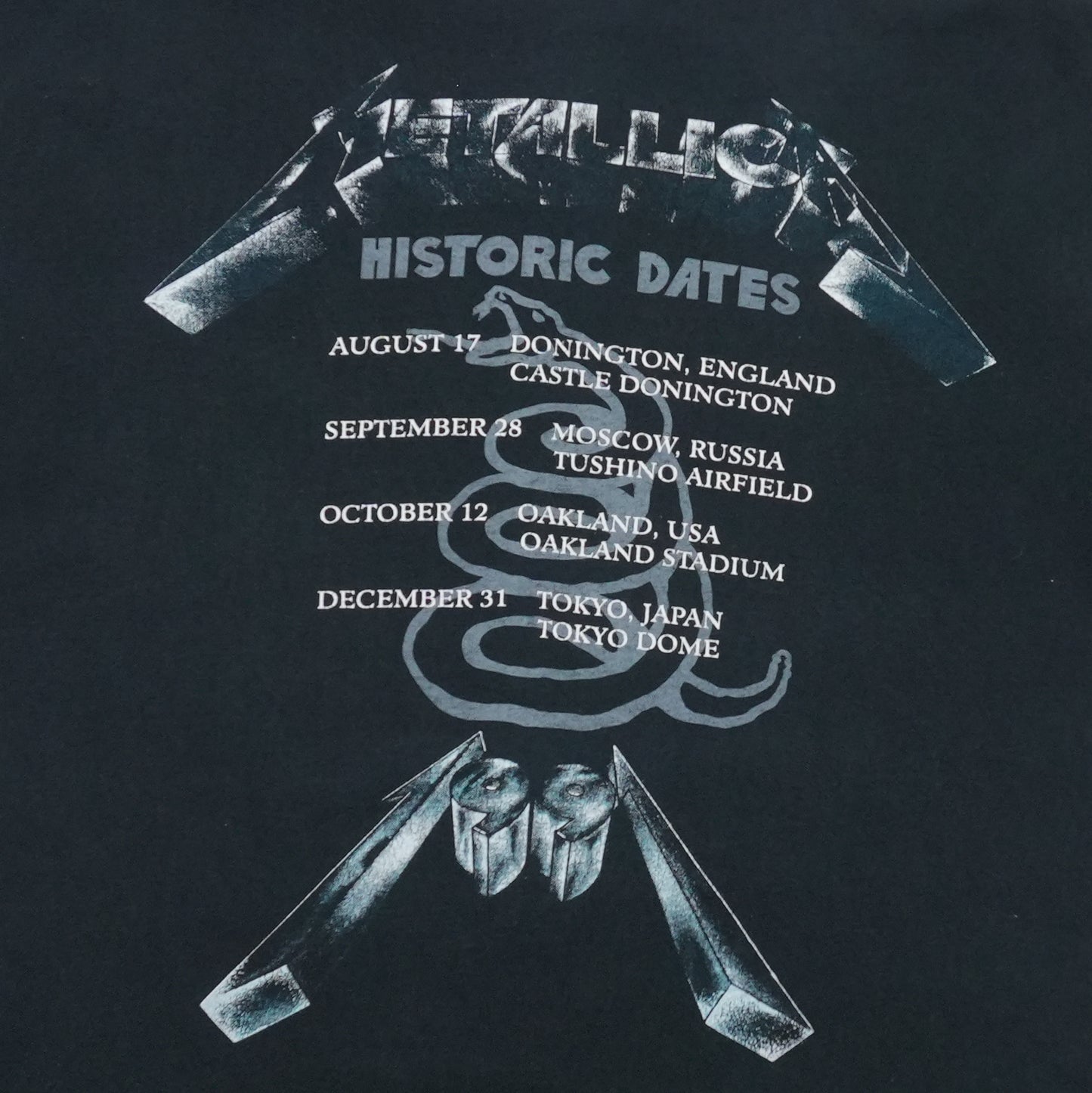1991 Metallica Historic Dates Shirt Back Detail 1