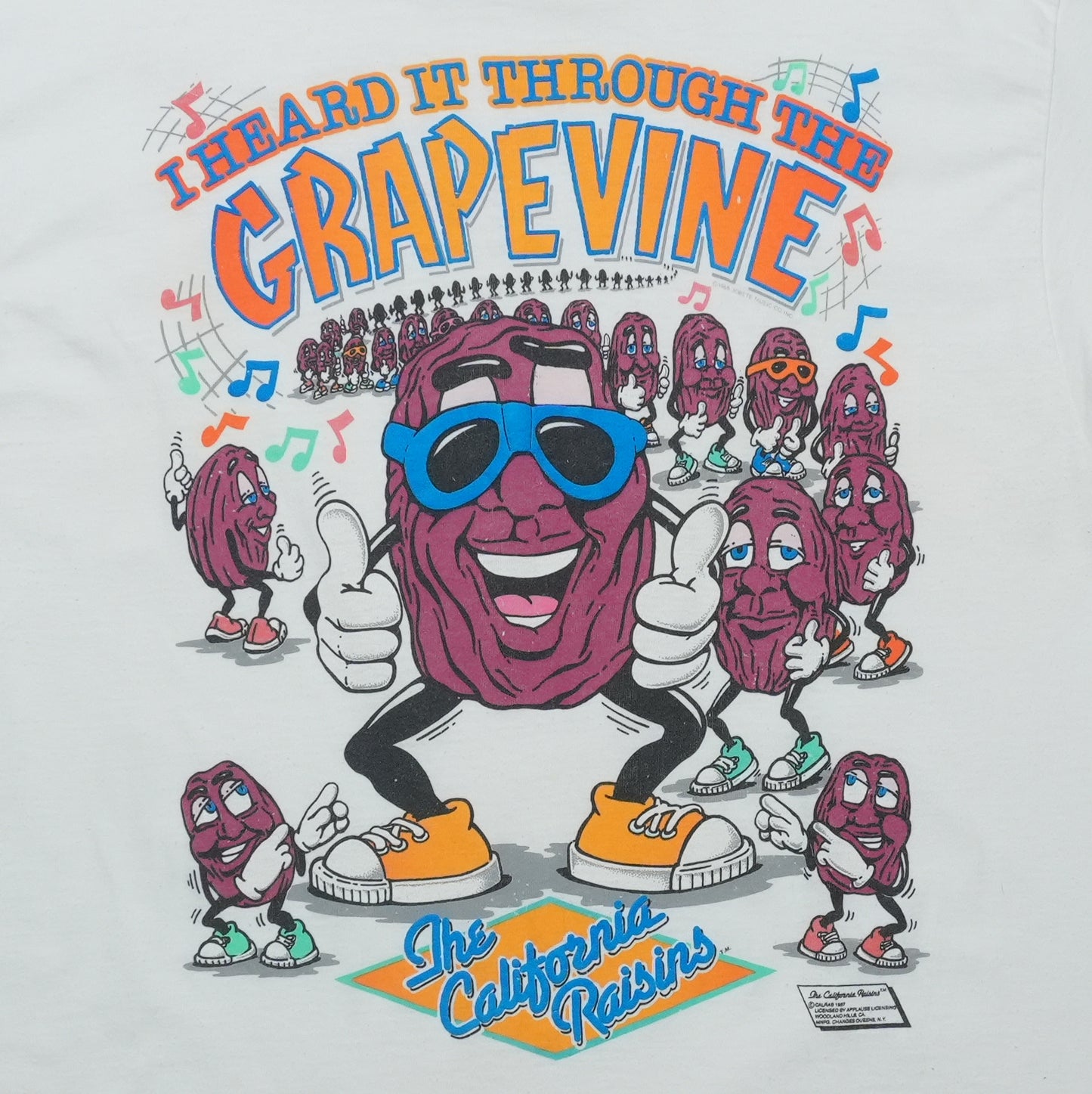 1987 California Raisins Heard It Through The Grapevine Shirt Detail