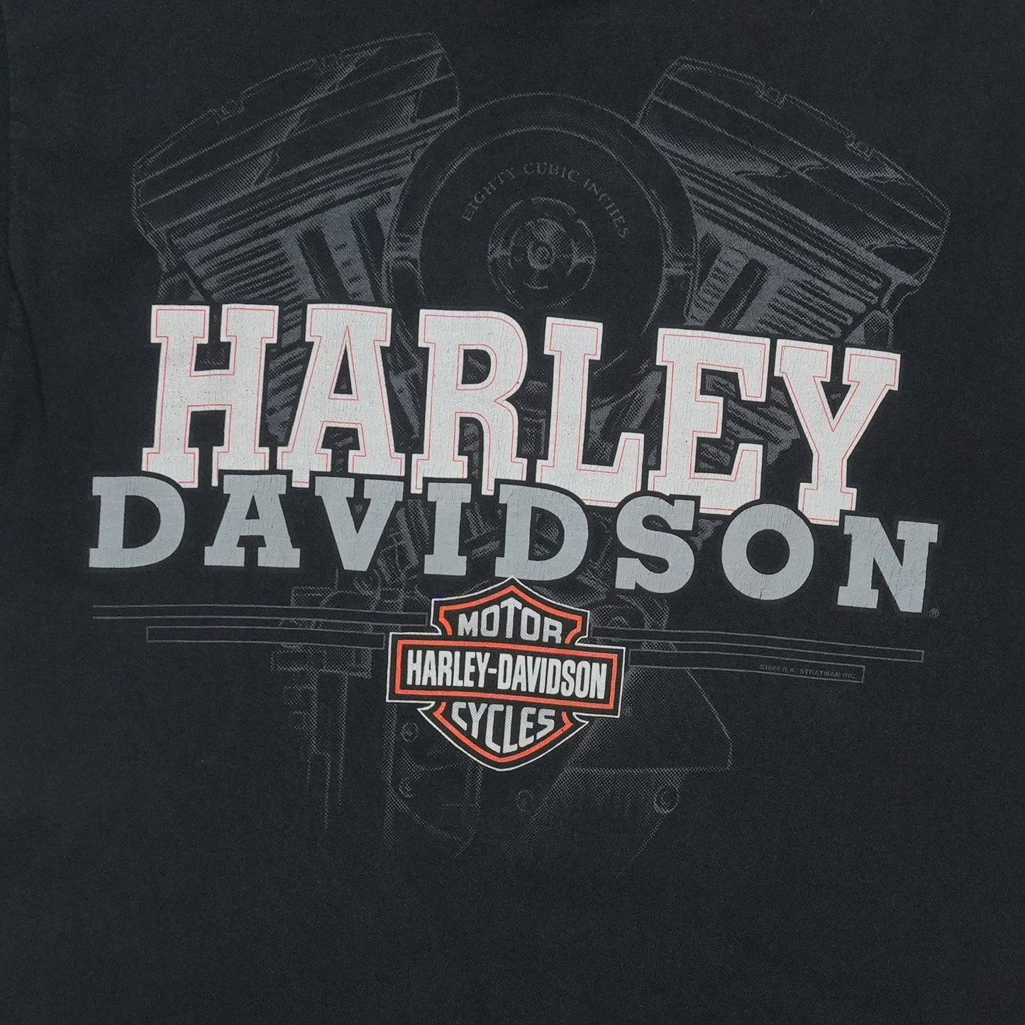 1994 Harley Davidson V-Twin Engine Text ShirtFront Graphic