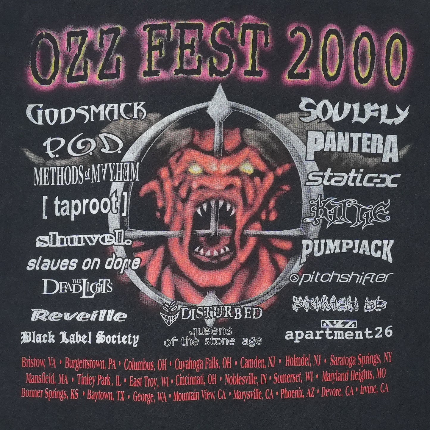 2000 Ozzfest Tour Shirt Back Graphic