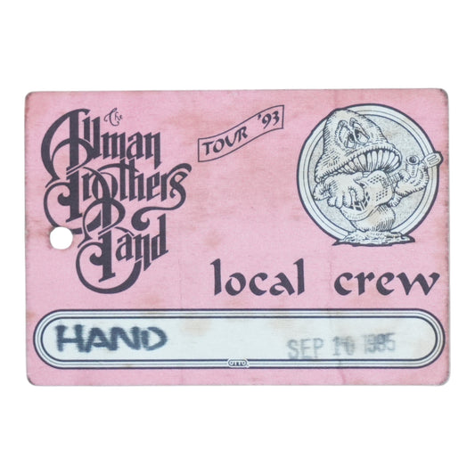 1993 Allman Brothers Band Tour Backstage Pass - front