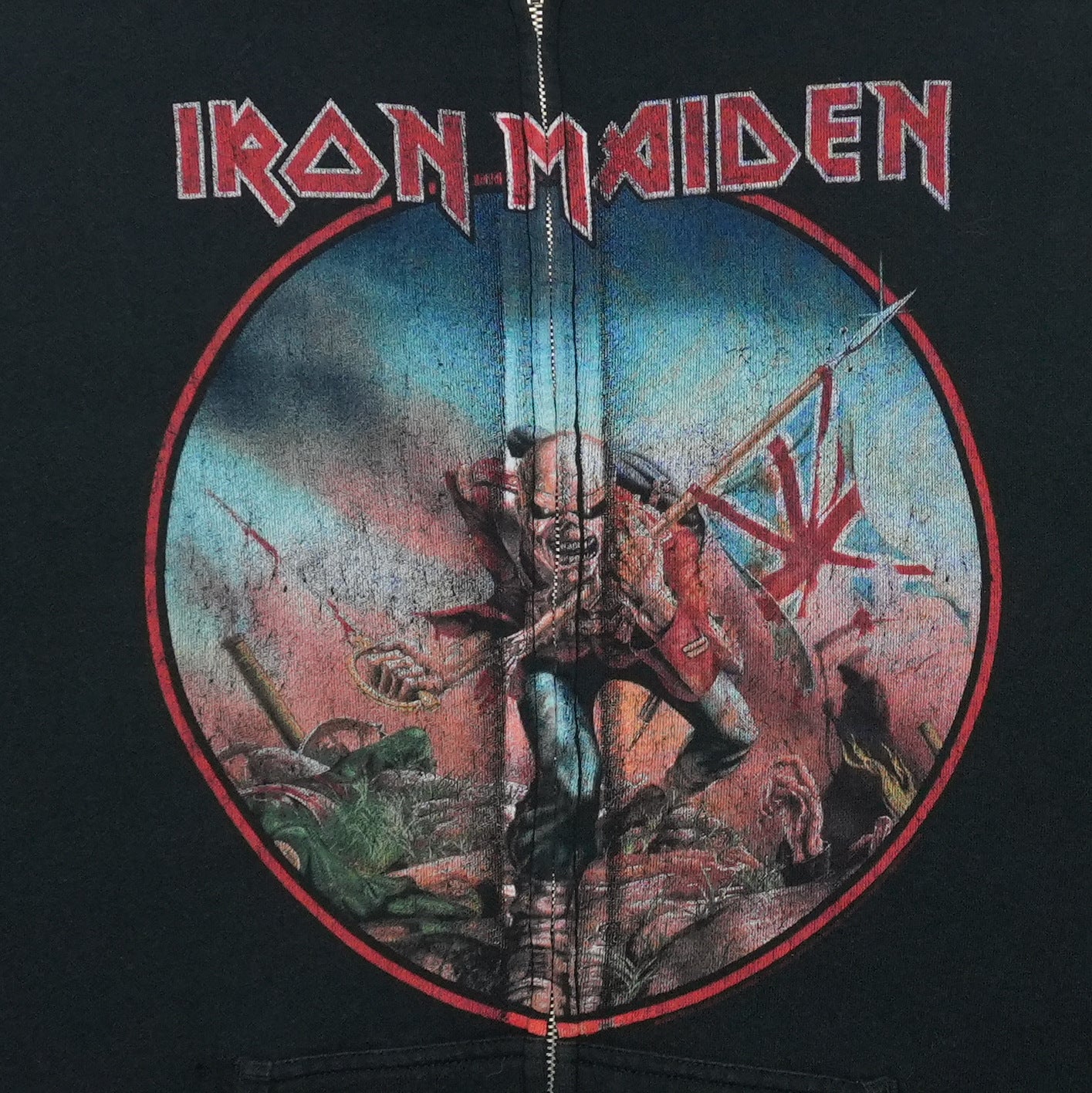 2000s Iron Maiden The Trooper Zip Up Hoodie Front Detail 1