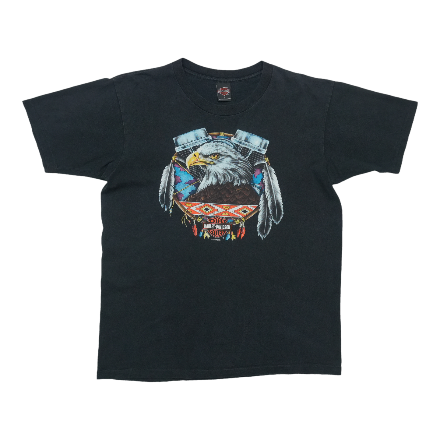 1990s Harley Davidson Eagle Dreamcatcher V-Twin ShirtFront