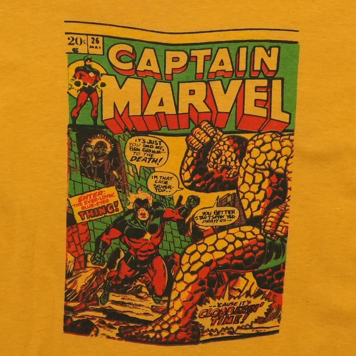 1970s Captain Marvel Comic Book Shirt Detail