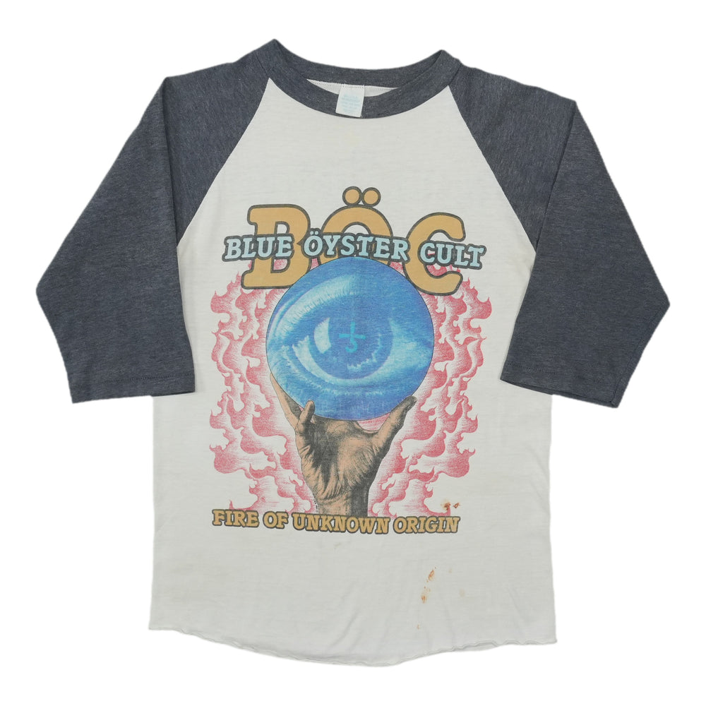 1981 Blue Oyster Cult Fire Of Unknown Origin Raglan Shirt Front