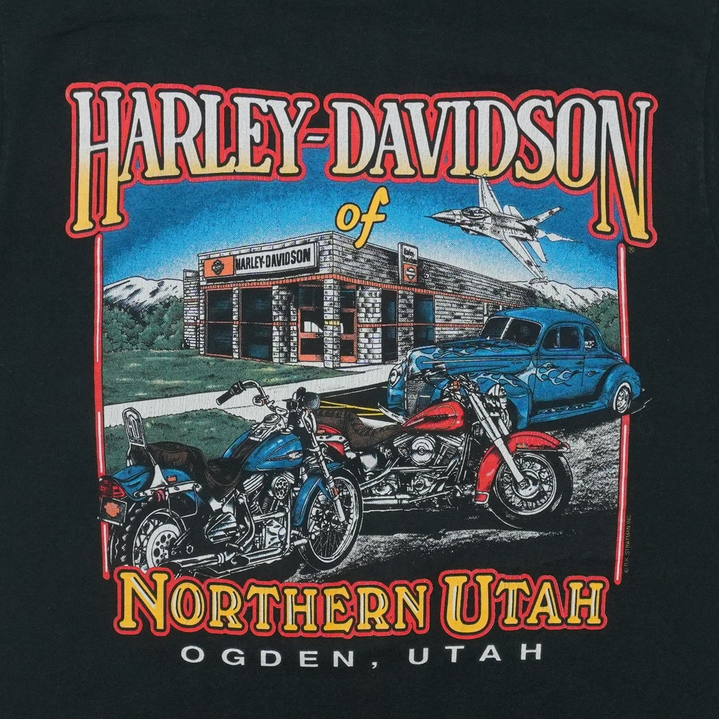 1990s Harley Davidson Sunset Silhouette Eagle Riders ShirtBack Graphic
