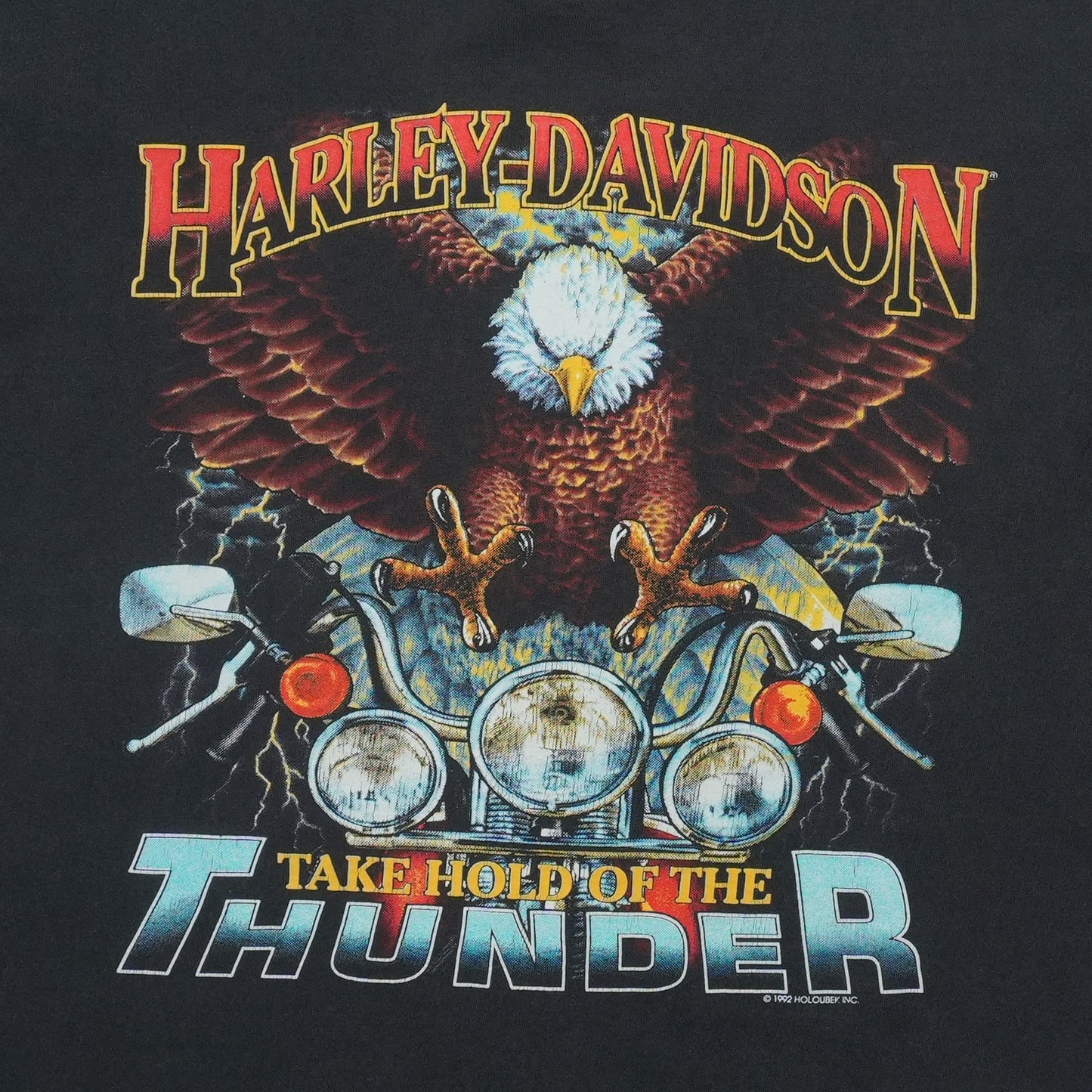 1992 Harley Davidson Take Hold of the Thunder ShirtFront Graphic