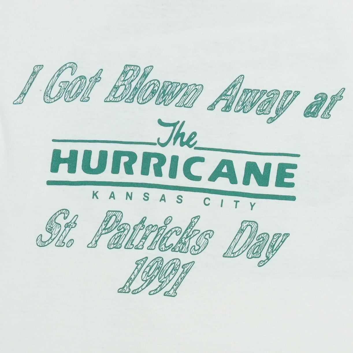 1991 The Hurricane Kansas City St Patricks Day Shirt Detail 2