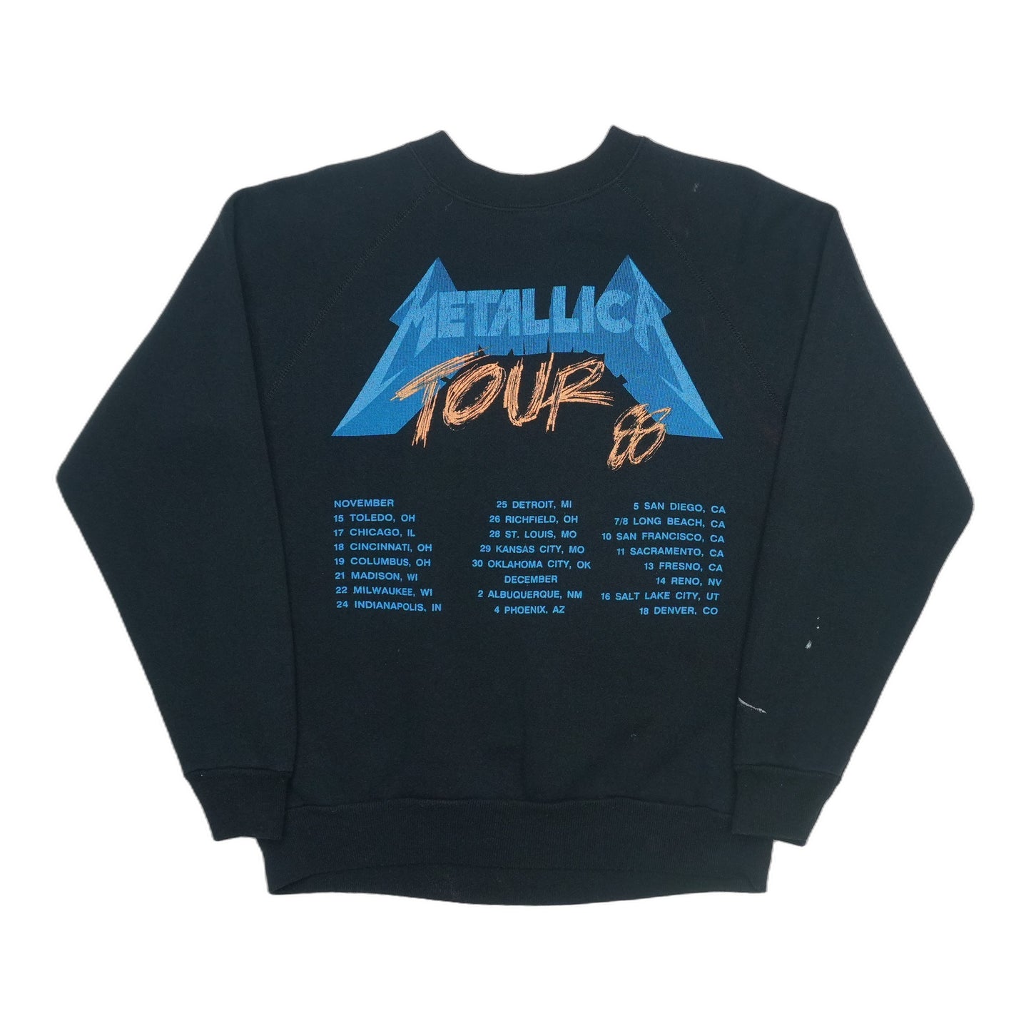 1988 Metallica And Justice For All Tour Sweatshirt Back