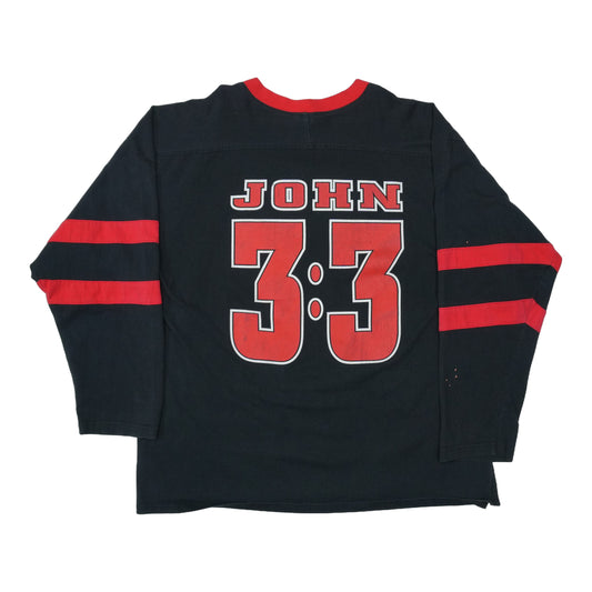 1995 Pierced 4 U John 3:3 Christian Hockey Jersey Back