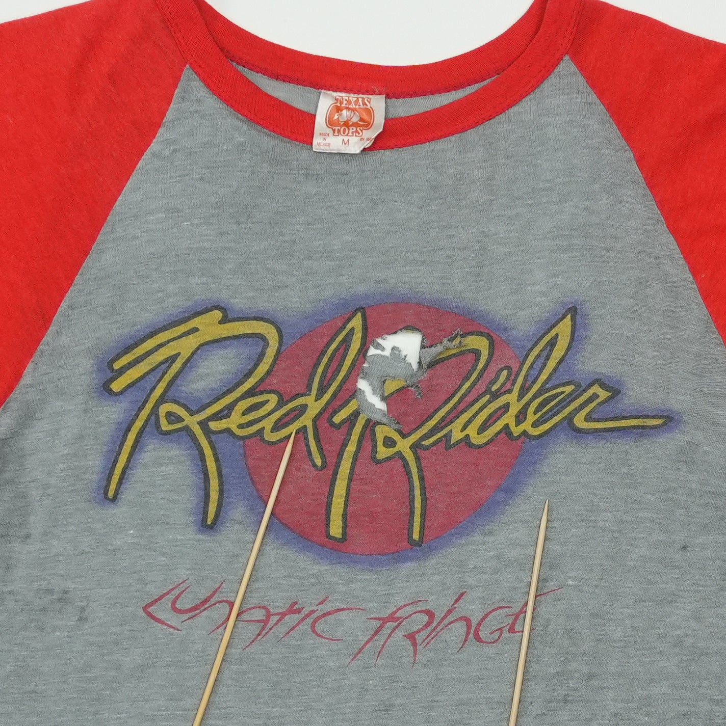 1981 Red Rider Lunatic Fringe Raglan Shirt Detail 3