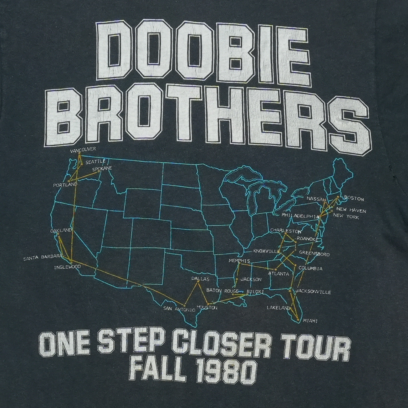 1980 The Doobie Brothers One Step Closer Tour Shirt Back Detail 2