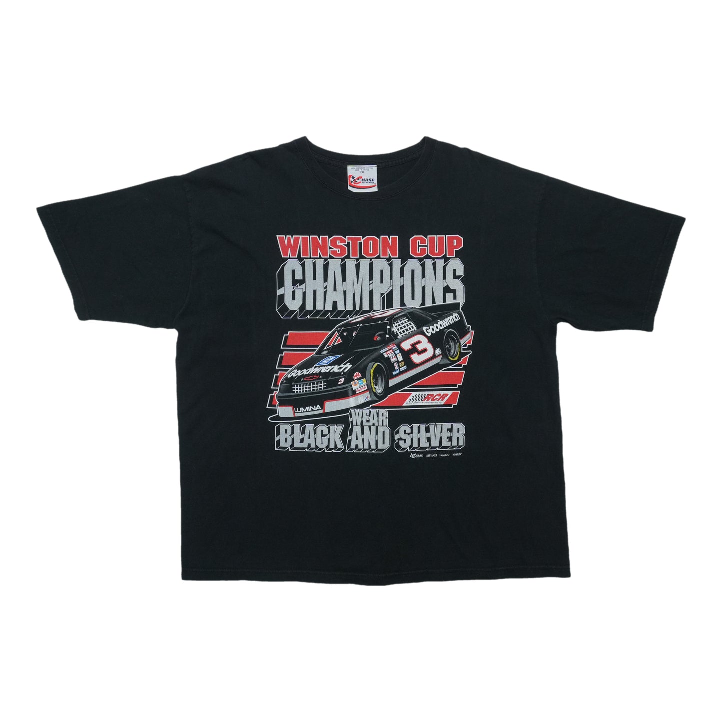 1990s Dale Earnhardt Winston Cup Champions Wear Black And Silver Shirt Front