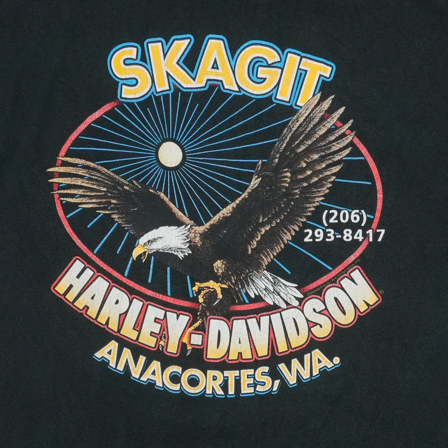 1990s Harley Davidson Anacortes Washington Shirt Front Detail 3