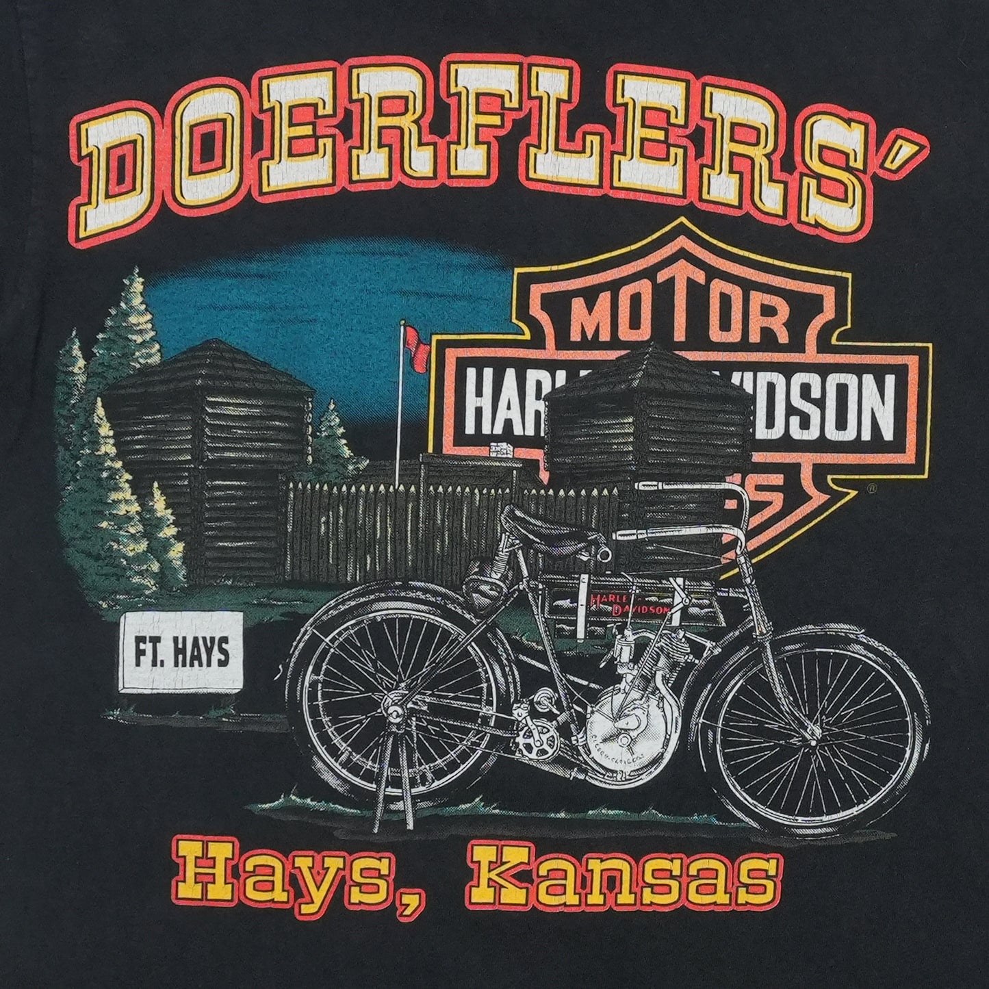 1990s Harley Davidson Think Fast Hays Kansas Shirt Back Detail 1