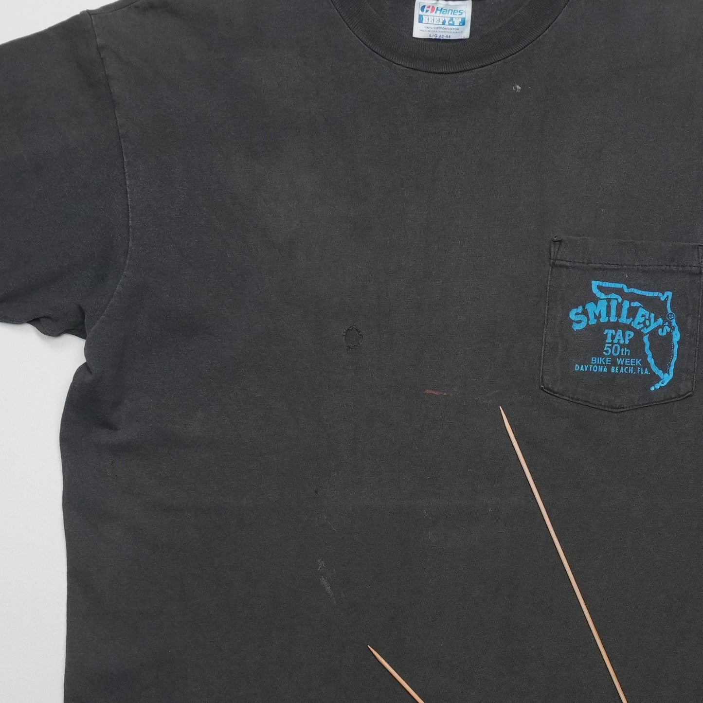 1991 Smiley's Tap Bike Week Daytona Beach Pocket Shirt Tag