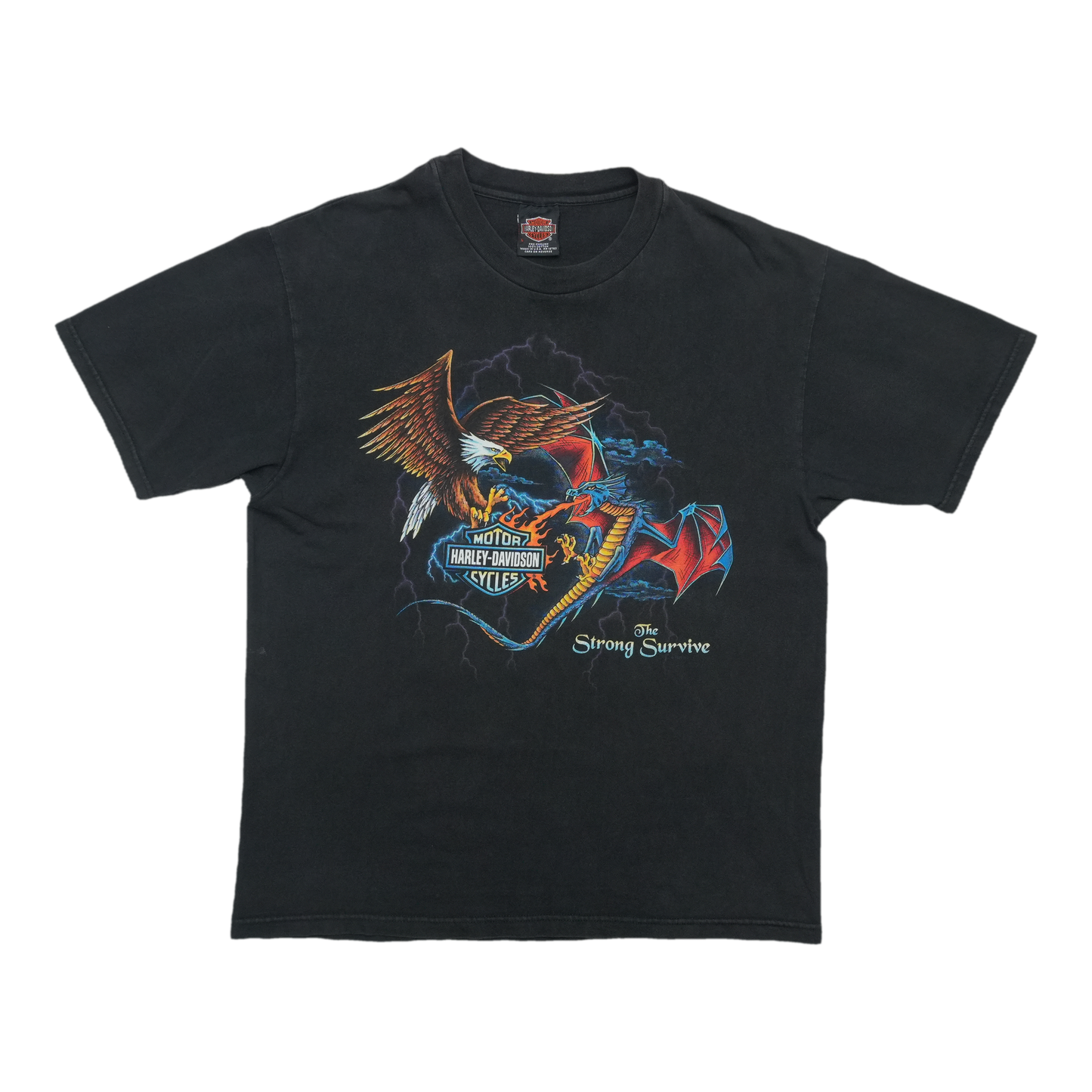 1996 Harley Davidson The Strong Survive Eagle Dragon ShirtFront