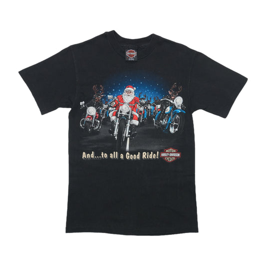 1990s Harley Davidson Clovis New Mexico Christmas Shirt Front