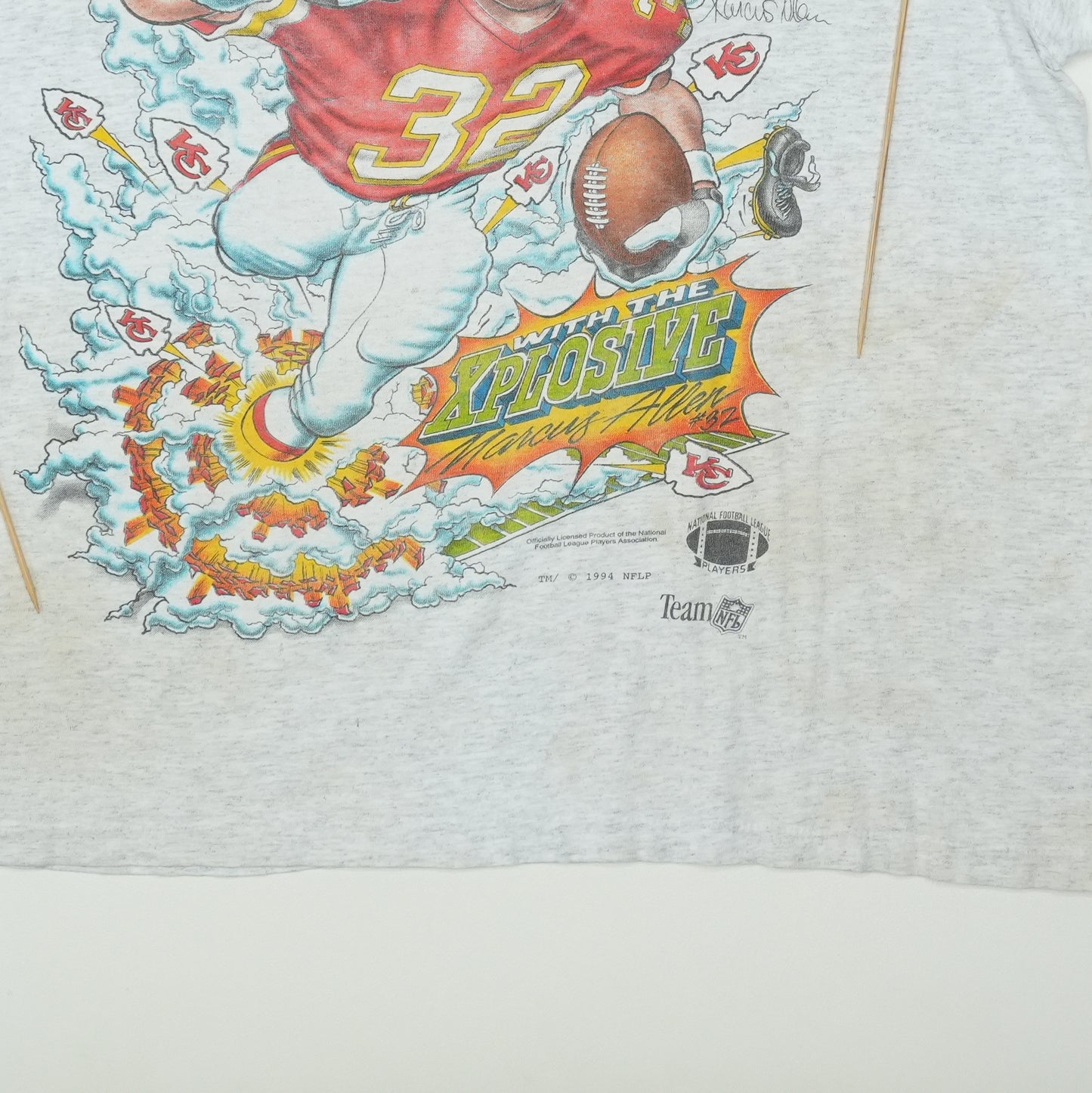 1994 Kansas City Chiefs Marcus Allen Caricature Shirt Detail 3
