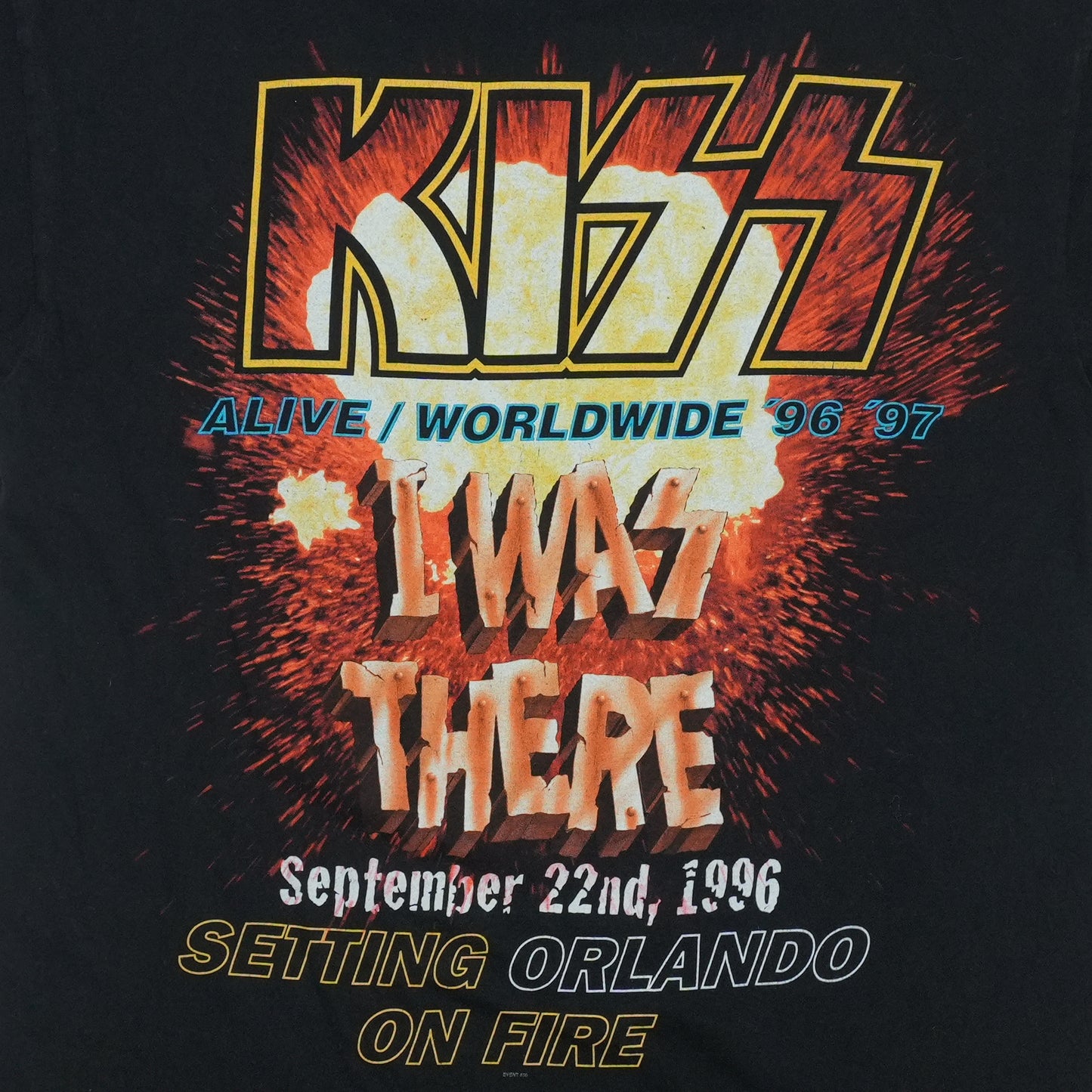 1996 KISS Alive Setting Orlando On Fire Concert Shirt Back Detail 1