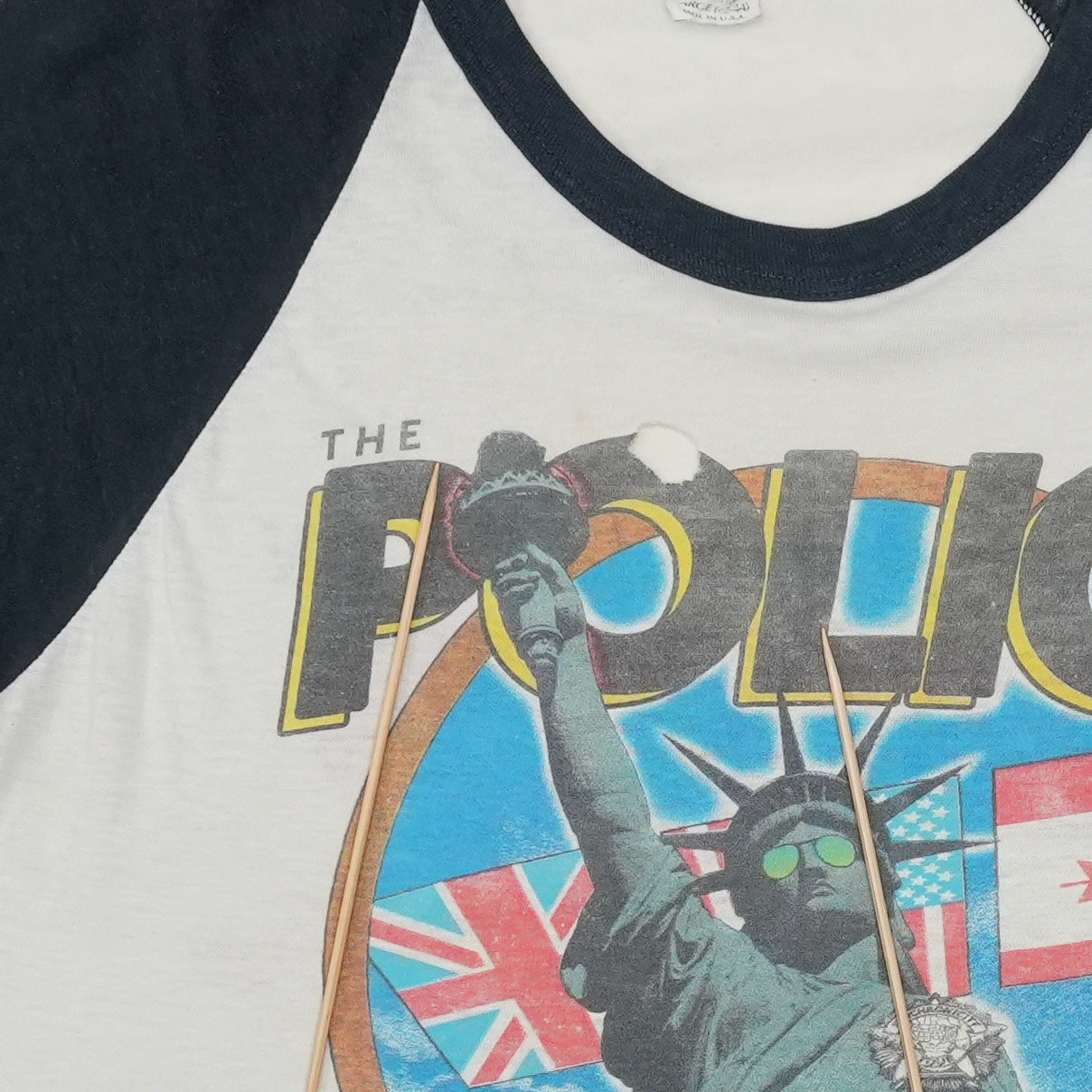 1983 The Police Synchronicity Tour Raglan Shirt Detail 3