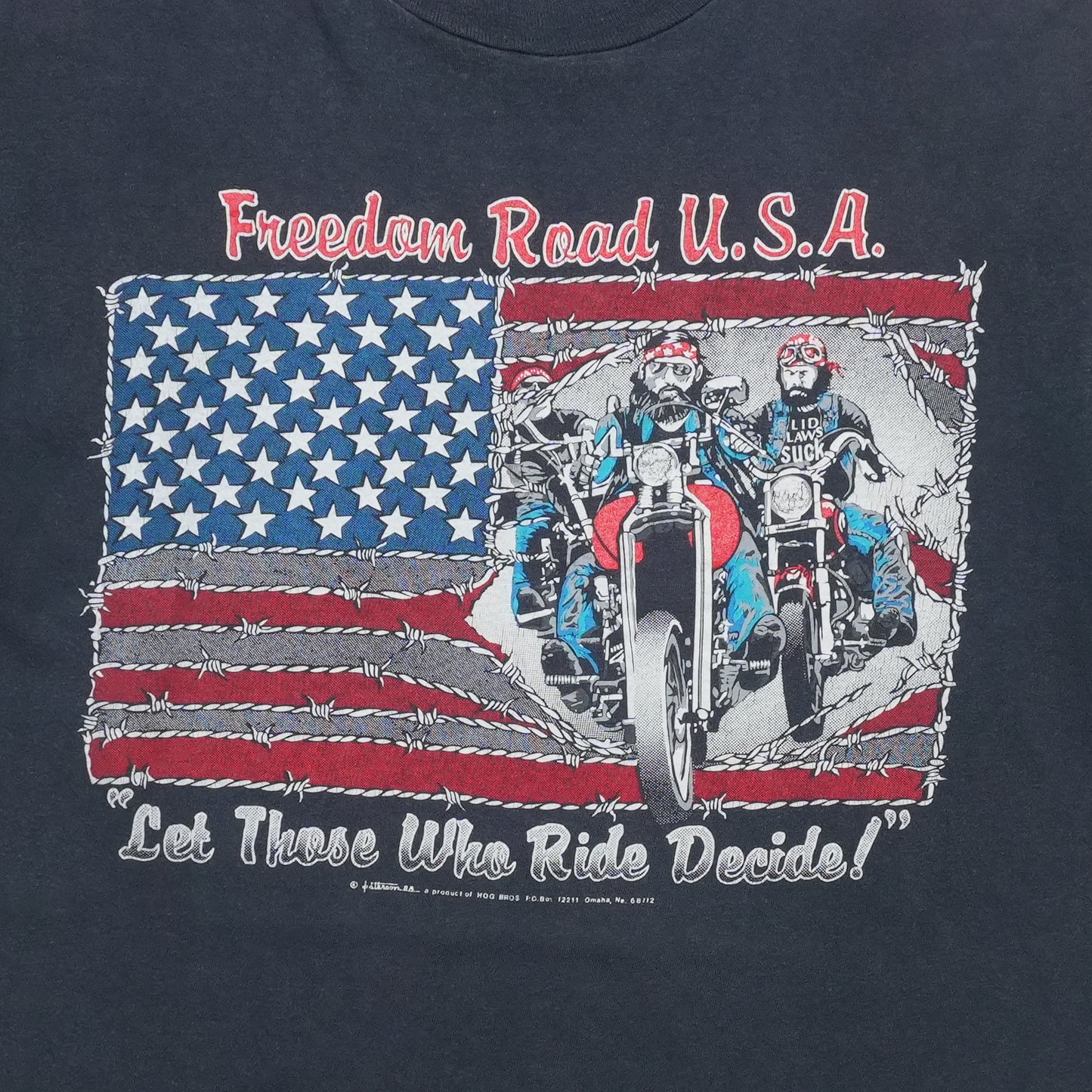 1980s Freedom Road USA Biker Shirt Front Graphic