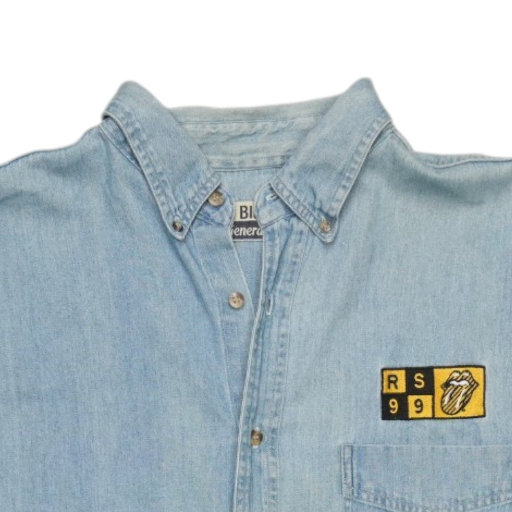 1990s Rolling Stones Denim Button-Up Shirt Tag
